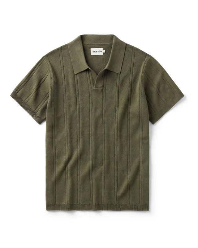 The Valencia Sweater Polo In Heather Cilantro Rib