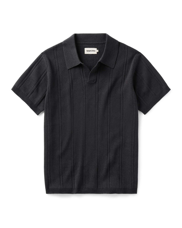 The Valencia Sweater Polo In Heather Coal Rib