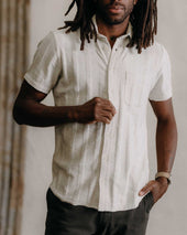 The Short Sleeve California In Heather Ash Pointelle Stripe
