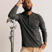 The Heavy Bag Henley In Heather Grey