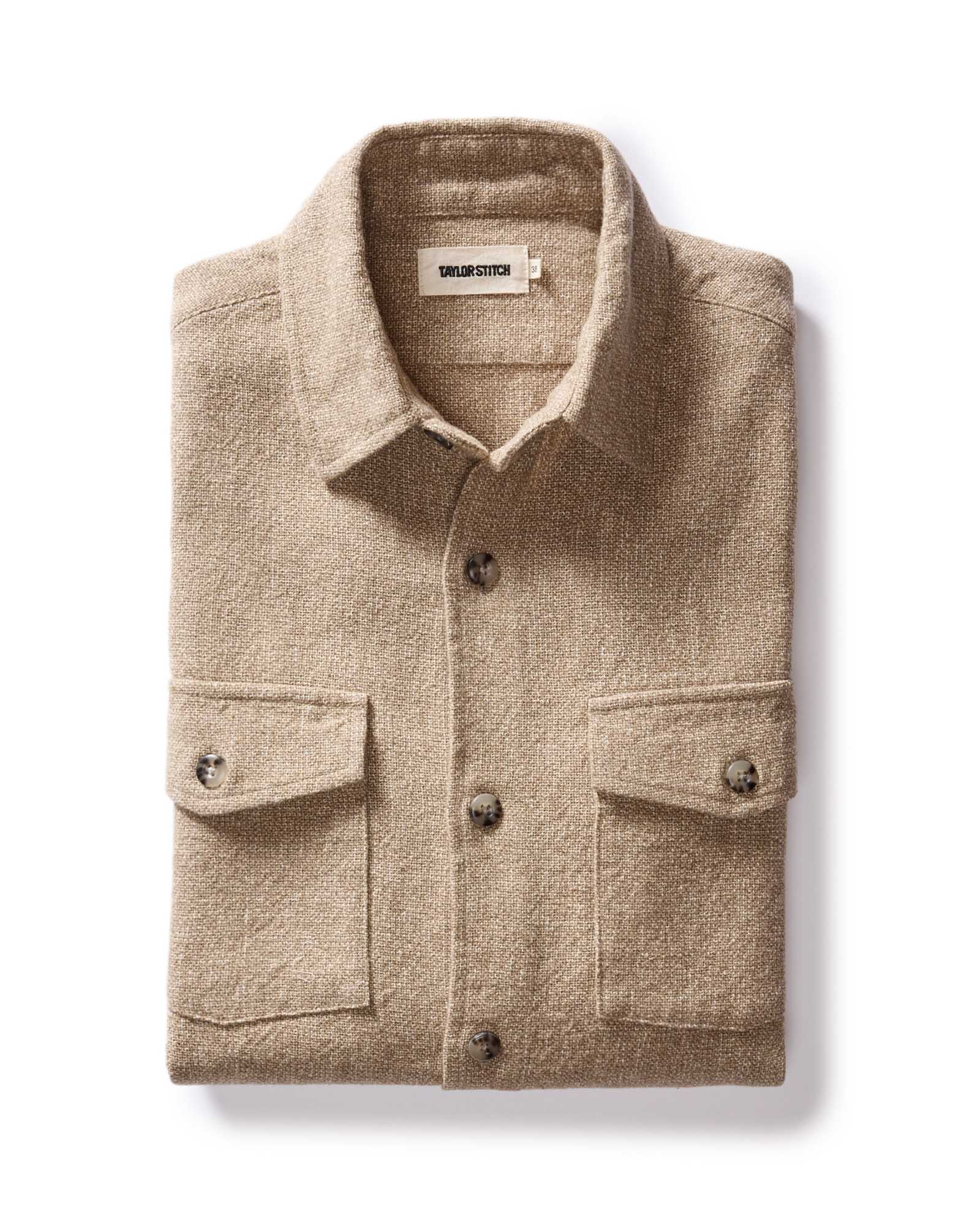 The Point Shirt In Heather Oat Linen Tweed