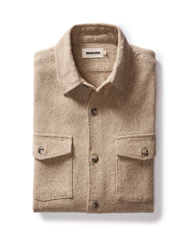 The Point Shirt In Heather Oat Linen Tweed