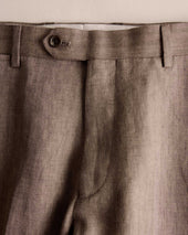 The Stevens Trouser In Coffee Linen Herringbone