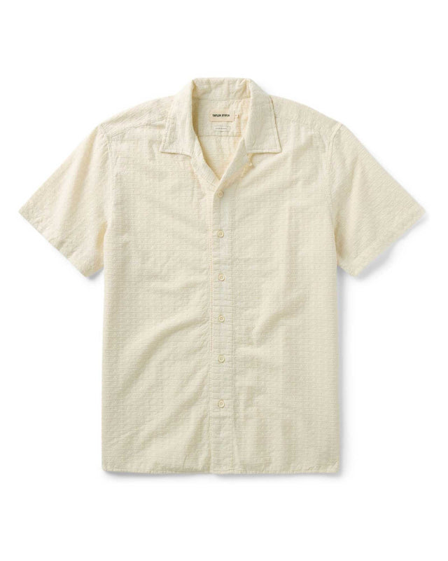 The Davis Shirt in Vintage White Embroidered Stripe