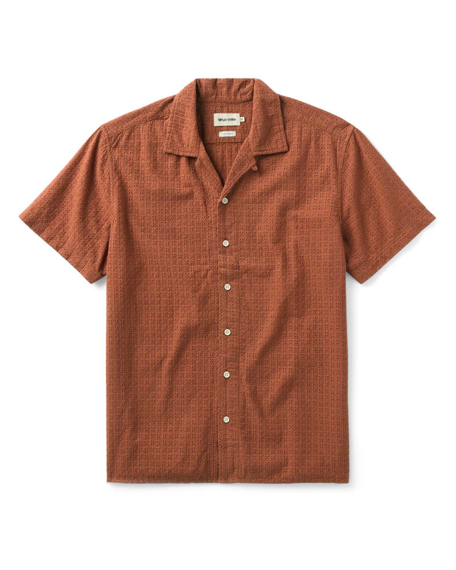 The Davis Shirt In Driftwood Eyelet