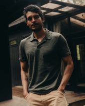 The Merino Polo In Heather Army