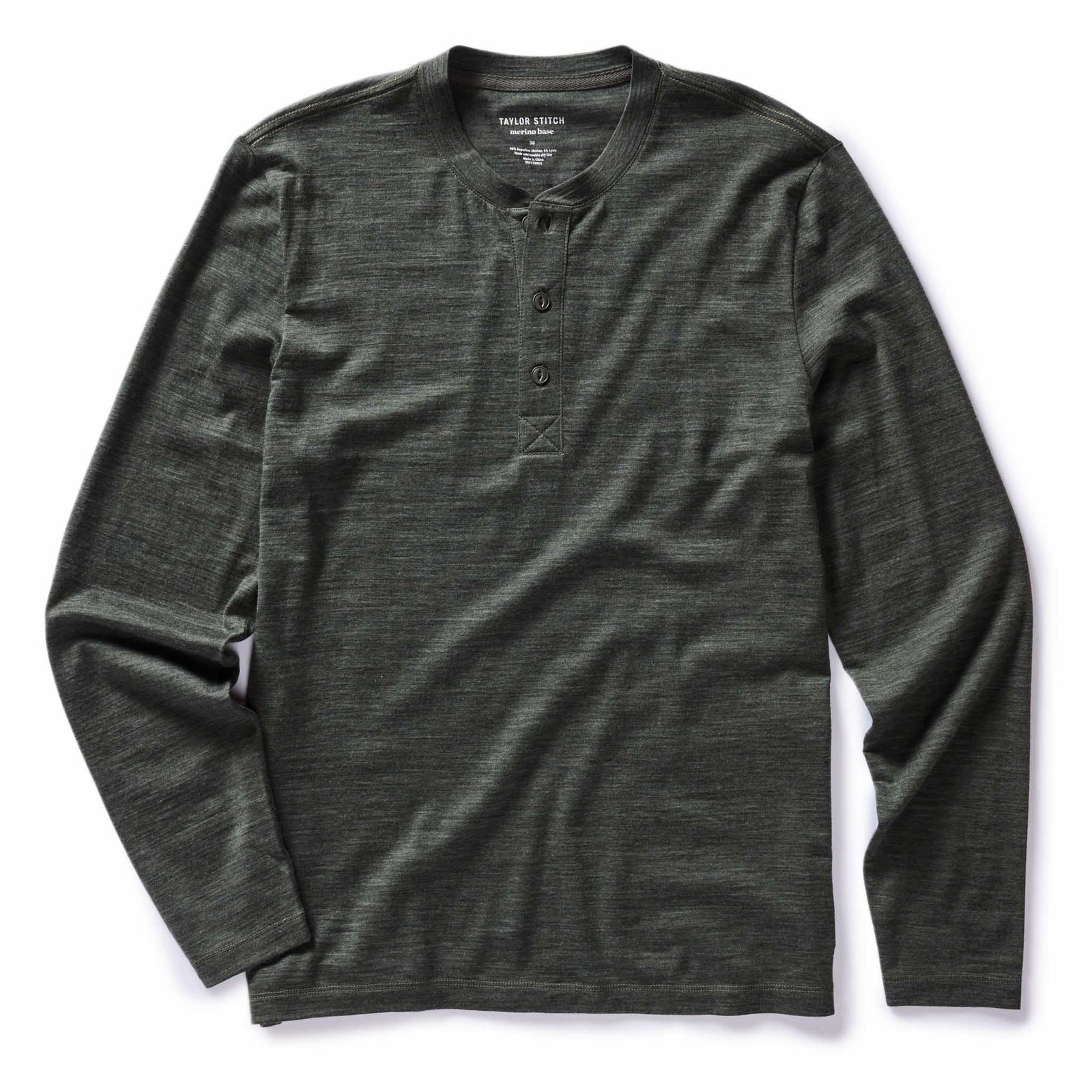 The Merino Henley In Heather Army