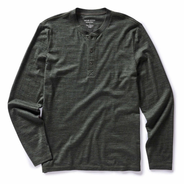 The Merino Henley In Heather Army
