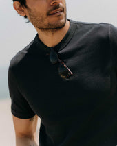 The Organic Cotton Short Sleeve Crew in Dark Navy Waffle