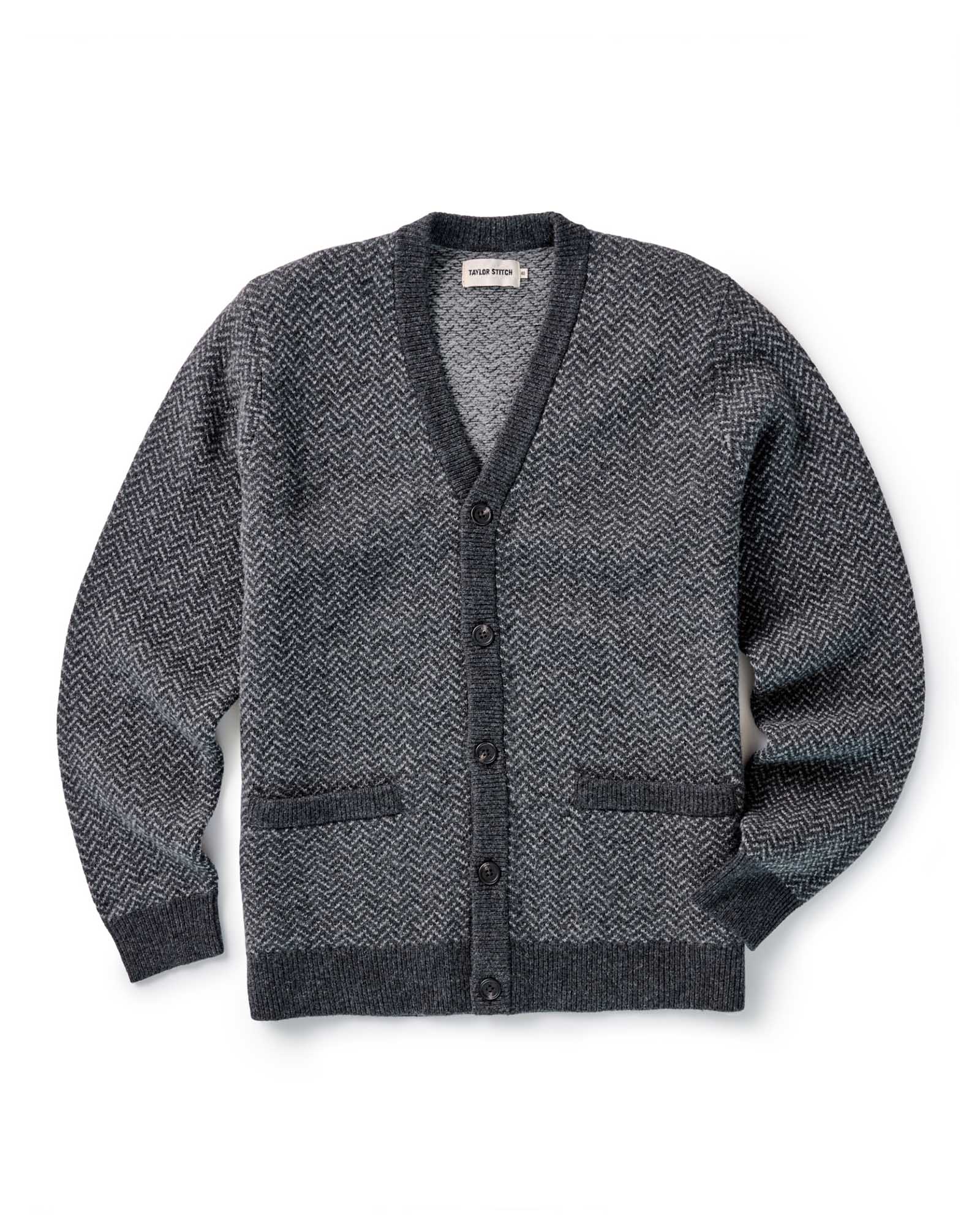 The Eddy Cardigan In Heather Herringbone