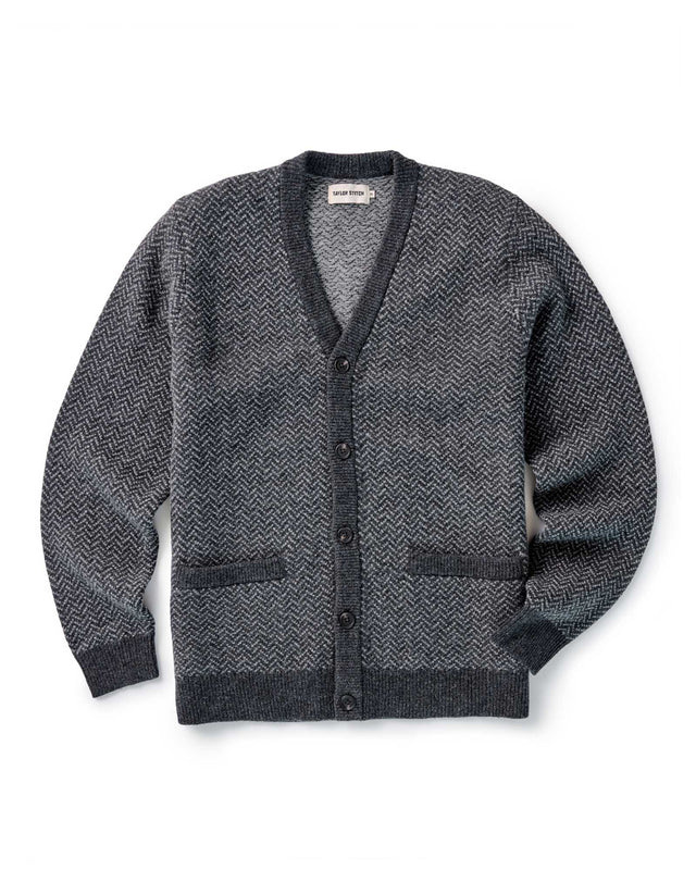 The Eddy Cardigan In Heather Herringbone