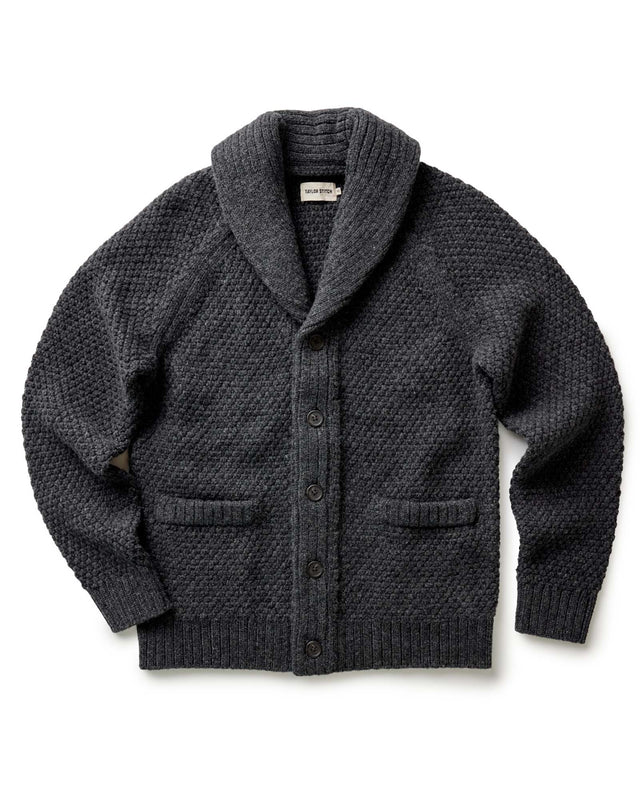 The Fisherman Shawl Cardigan In Heather Coal Merino
