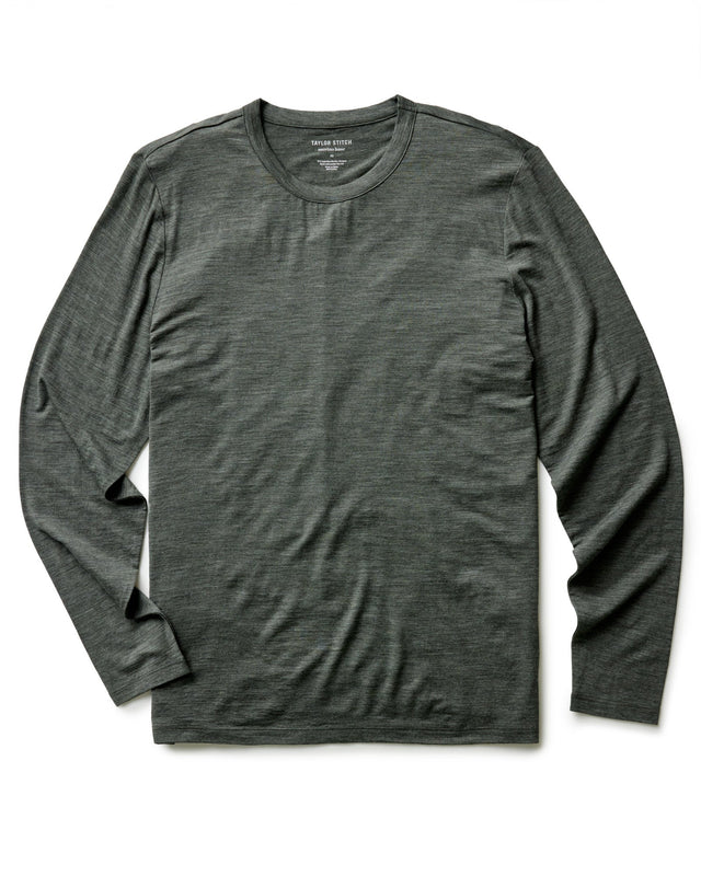 The Merino Long Sleeve Tee In Heather Army
