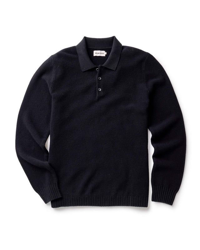 The Newton Sweater Polo In Midnight Merino