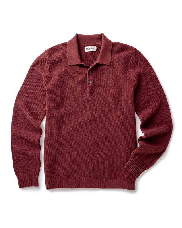 The Newton Sweater Polo In Dried Cherry Merino