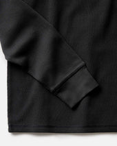 The Organic Cotton Crew in Faded Black Waffle