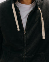 The Apres Zip Hoodie in Black Indigo Terry