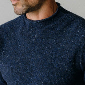 The Seafarer Sweater In Atlantic Blue Donegal
