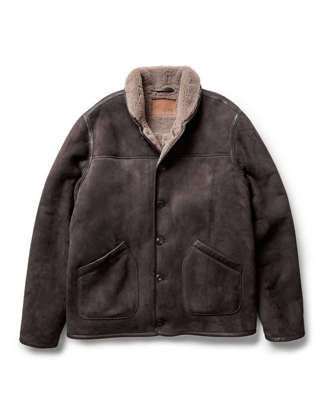 The Coleman Jacket In Dark Shearling Suede