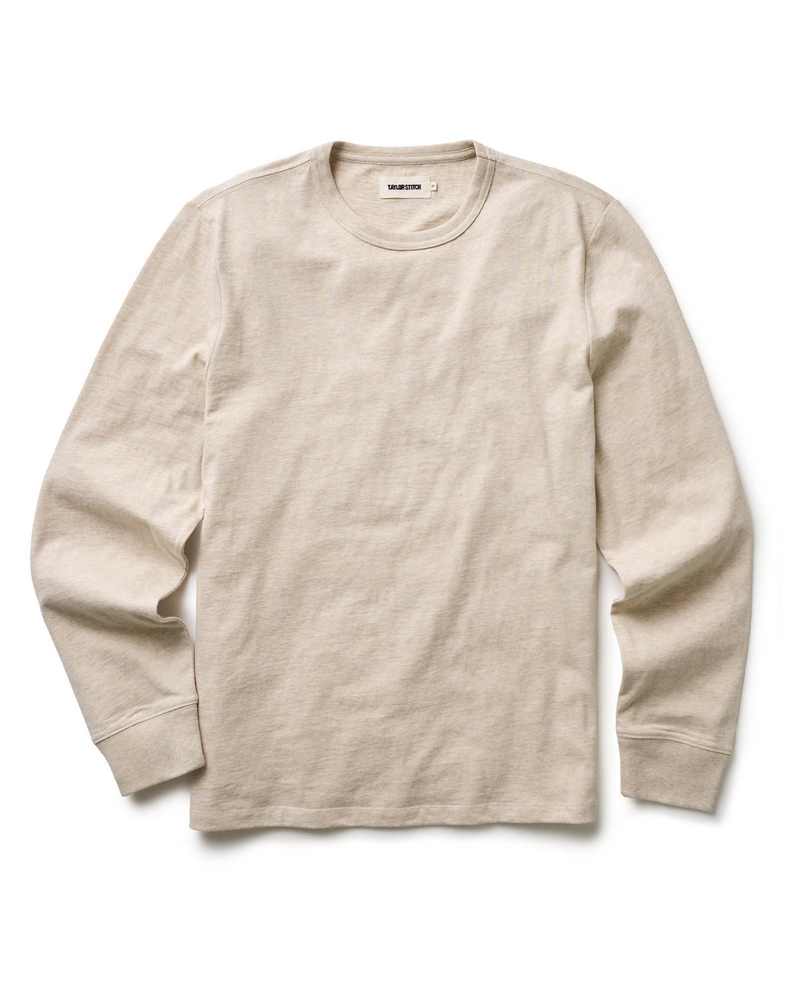 The Organic Cotton Long Sleeve Tee In Heather Oat