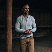 The Heavy Bag Waffle Henley in Ash