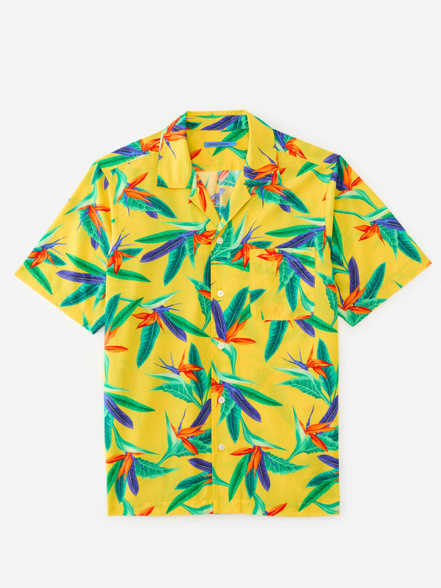 Yellow/Multi Garden Paradise Irons Silk Cotton Camp Shirt | Men's Shirts | J.McLaughlin