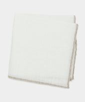 Italian Tipped Linen Pocket Square in Khaki