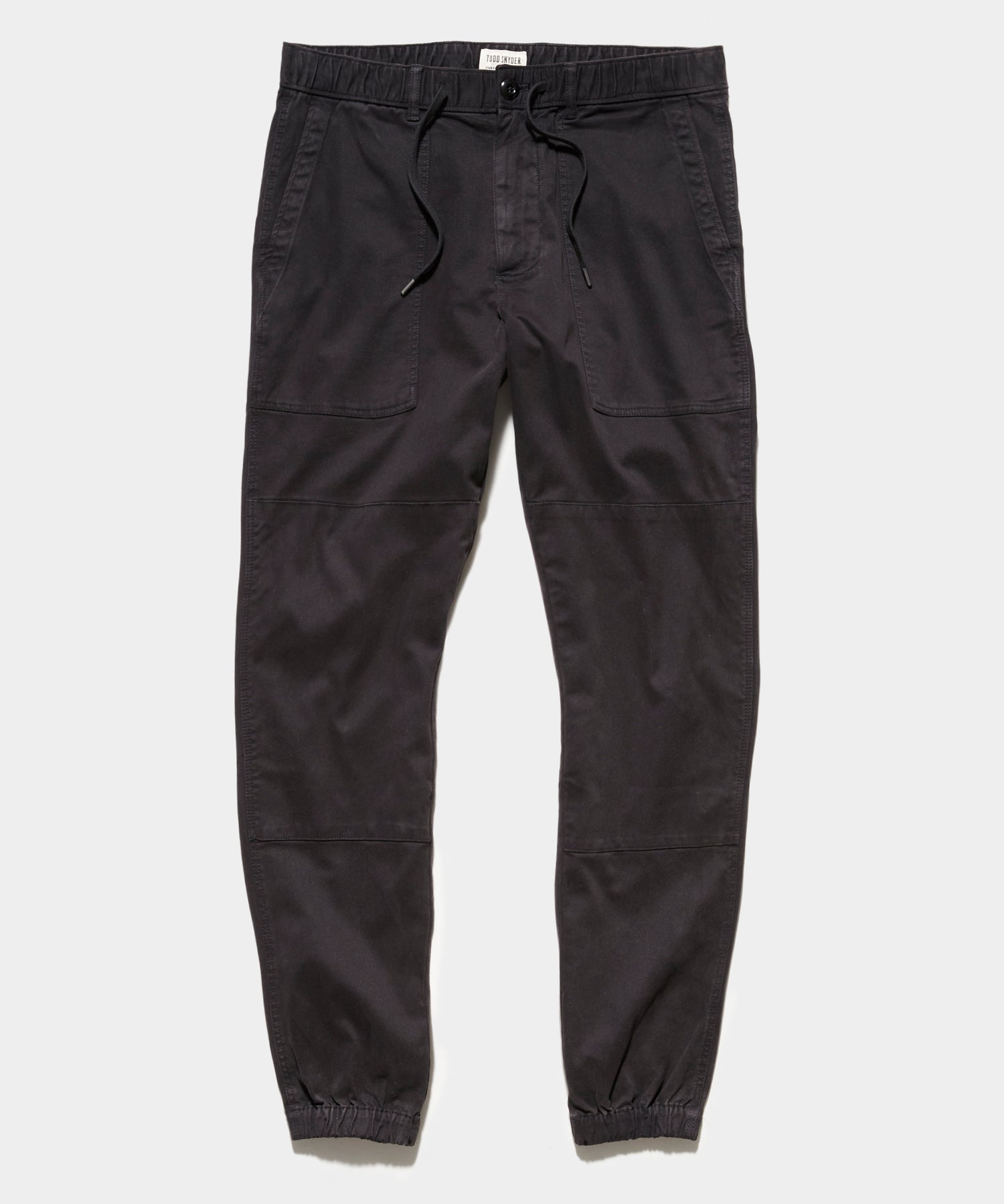 Italian Stretch Drawstring Camp Jogger in Black