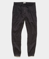 Italian Stretch Drawstring Camp Jogger in Black