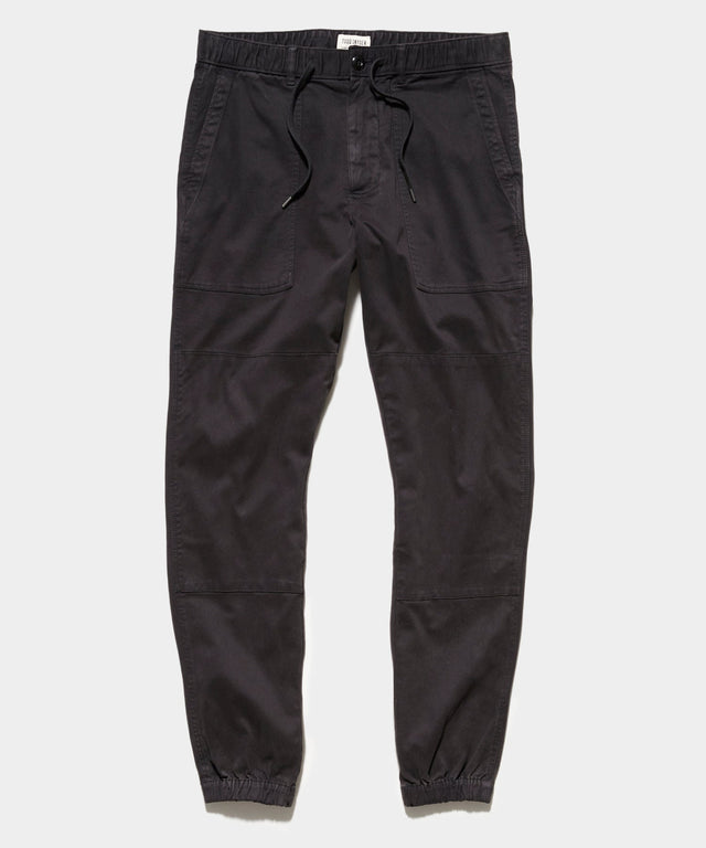 Italian Stretch Drawstring Camp Jogger in Black