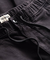 Italian Stretch Drawstring Camp Jogger in Black