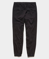 Italian Stretch Drawstring Camp Jogger in Black