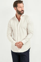 Ivory cotton and Tencel™ shirt - Made In Italy