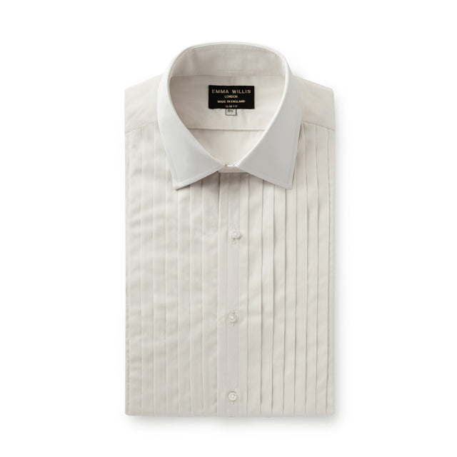 Ivory Sea-Island Pleated Bib Evening Shirt