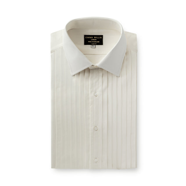 Ivory Silk Pleated Bib Evening Shirt
