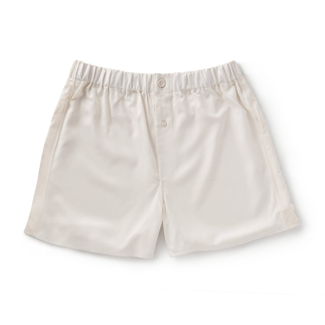 Ivory Silk Slim Fit Boxer Shorts