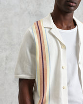 Ivy Ecru And Multicolour Striped Cotton Polo Shirt