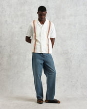 Ivy Ecru And Multicolour Striped Cotton Polo Shirt