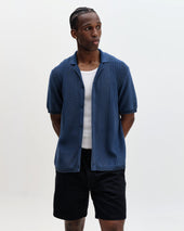 Ivy Washed Blue Cotton Knitted Shirt