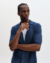 Ivy Washed Blue Cotton Knitted Shirt