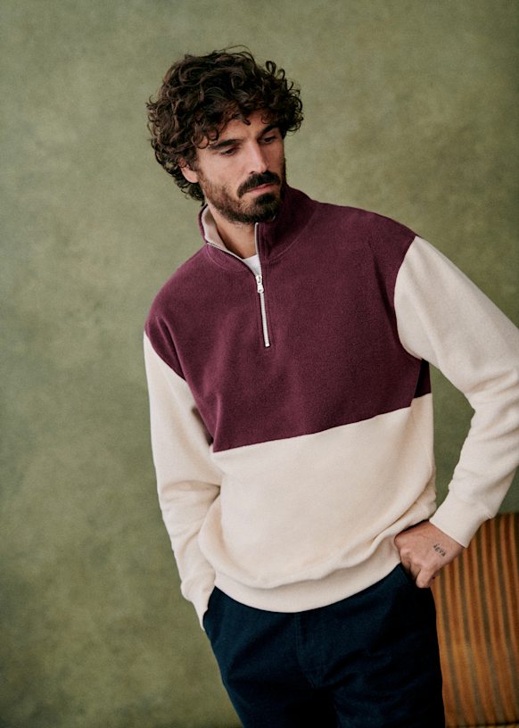 Bainton Sweatshirt - Ecru / Burgundy