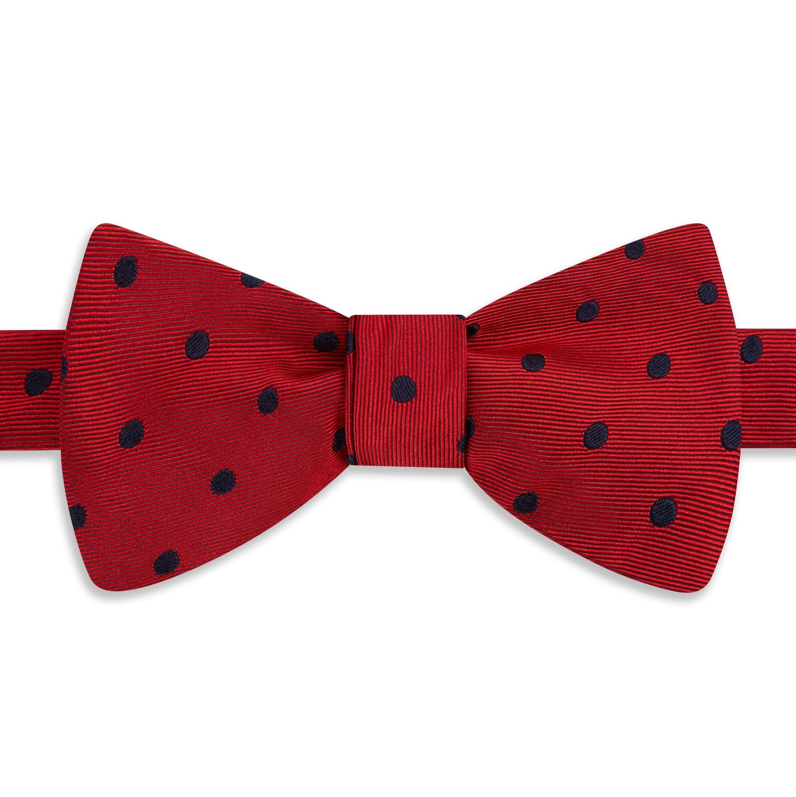 Red Navy Churchill Spot Woven Silk Bow Tie