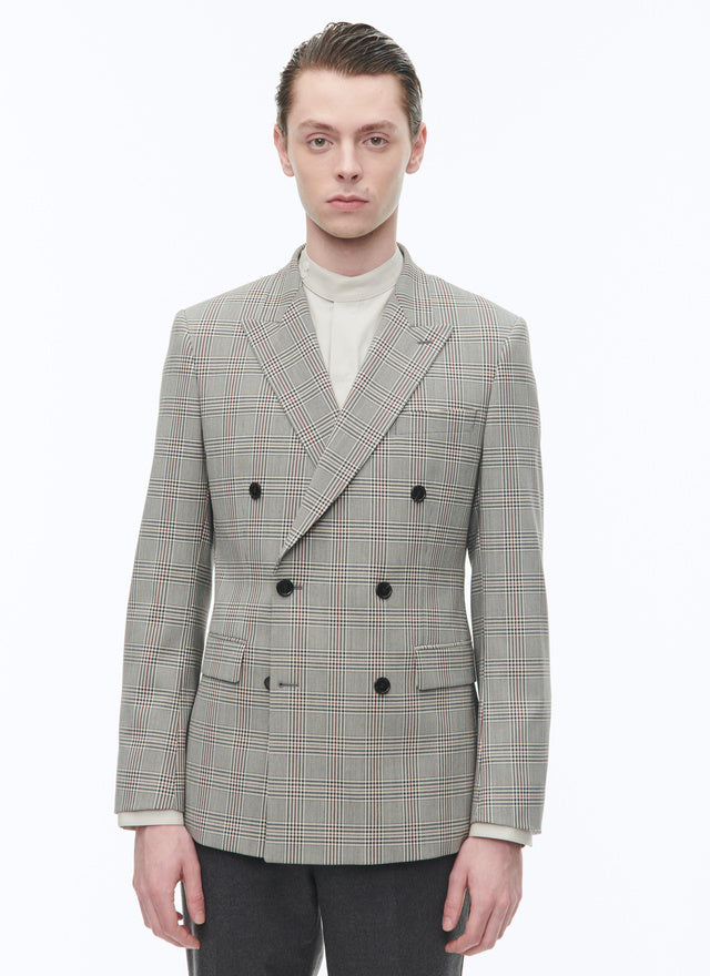 Blended wool double-breasted jacket
