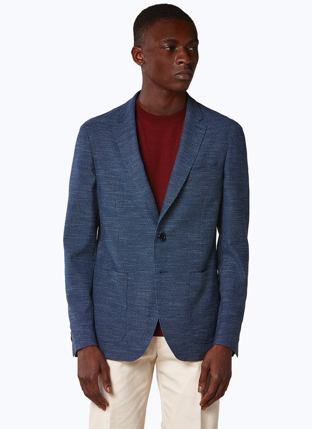 Blue stretch cotton blazer