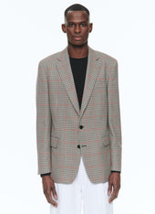 Houndstooth patterned wool jacket