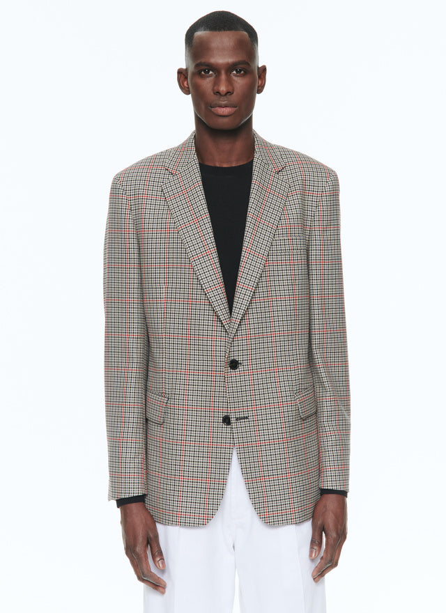 Houndstooth patterned wool jacket