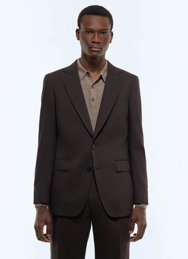 Fitted linen and wool canvas jacket