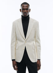 Ecru wool and cotton basket weaved jacket