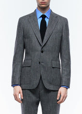 Wool fitted jacket with herringbone
