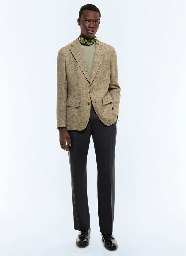 Linen Tweed Effect Slack Jacket